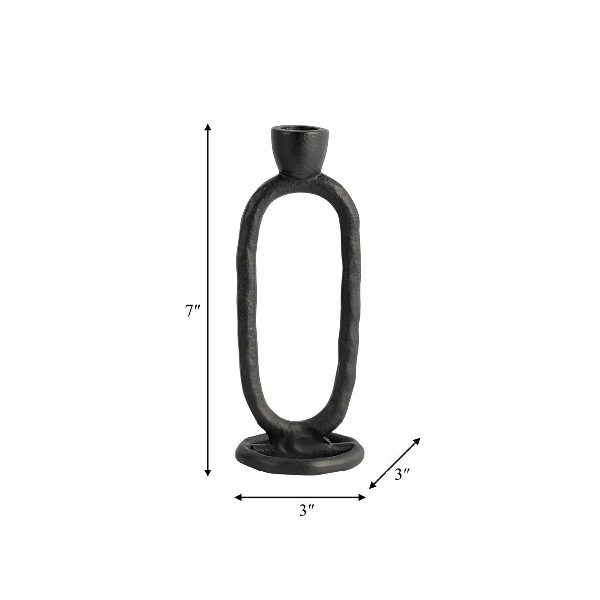 Metal, 8" Open Oval Taper Candleholder, Black