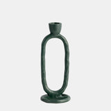 Metal, 8" Open Oval Taper Candleholder, Dark Green