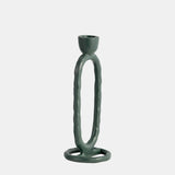 Metal, 8" Open Oval Taper Candleholder, Dark Green