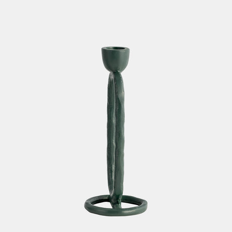 Metal, 8" Open Oval Taper Candleholder, Dark Green