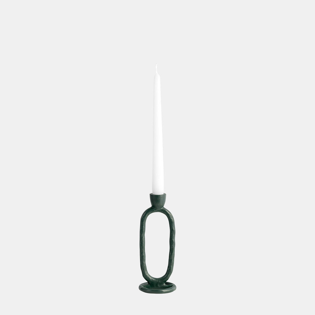 Metal, 8" Open Oval Taper Candleholder, Dark Green