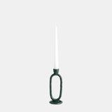 Metal, 8" Open Oval Taper Candleholder, Dark Green