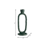 Metal, 8" Open Oval Taper Candleholder, Dark Green