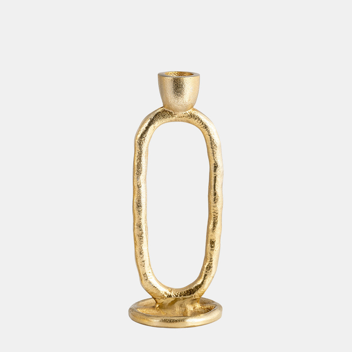 Metal, 8" Open Oval Taper Candleholder, Gold