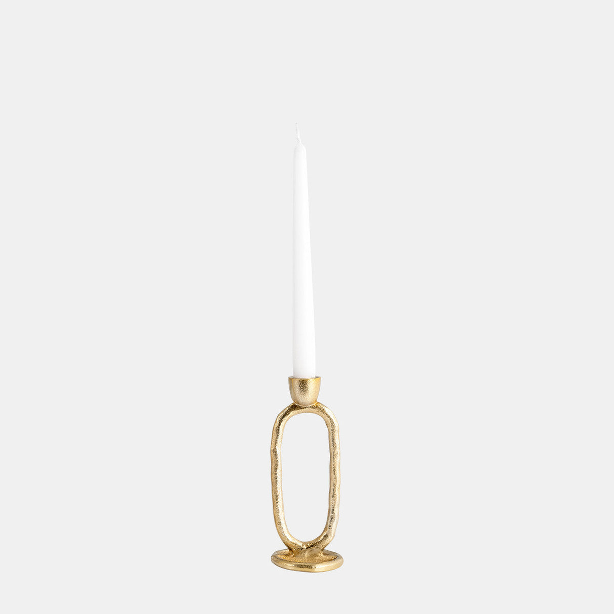 Metal, 8" Open Oval Taper Candleholder, Gold