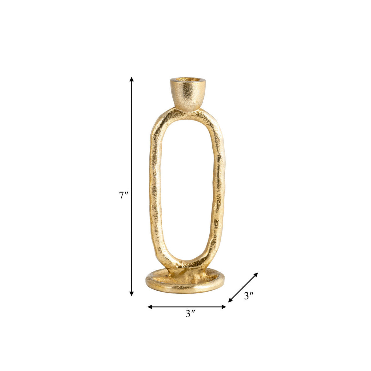 Metal, 8" Open Oval Taper Candleholder, Gold