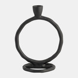 Metal, 8" Round Ring Taper Candleholder, Black