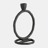 Metal, 8" Round Ring Taper Candleholder, Black