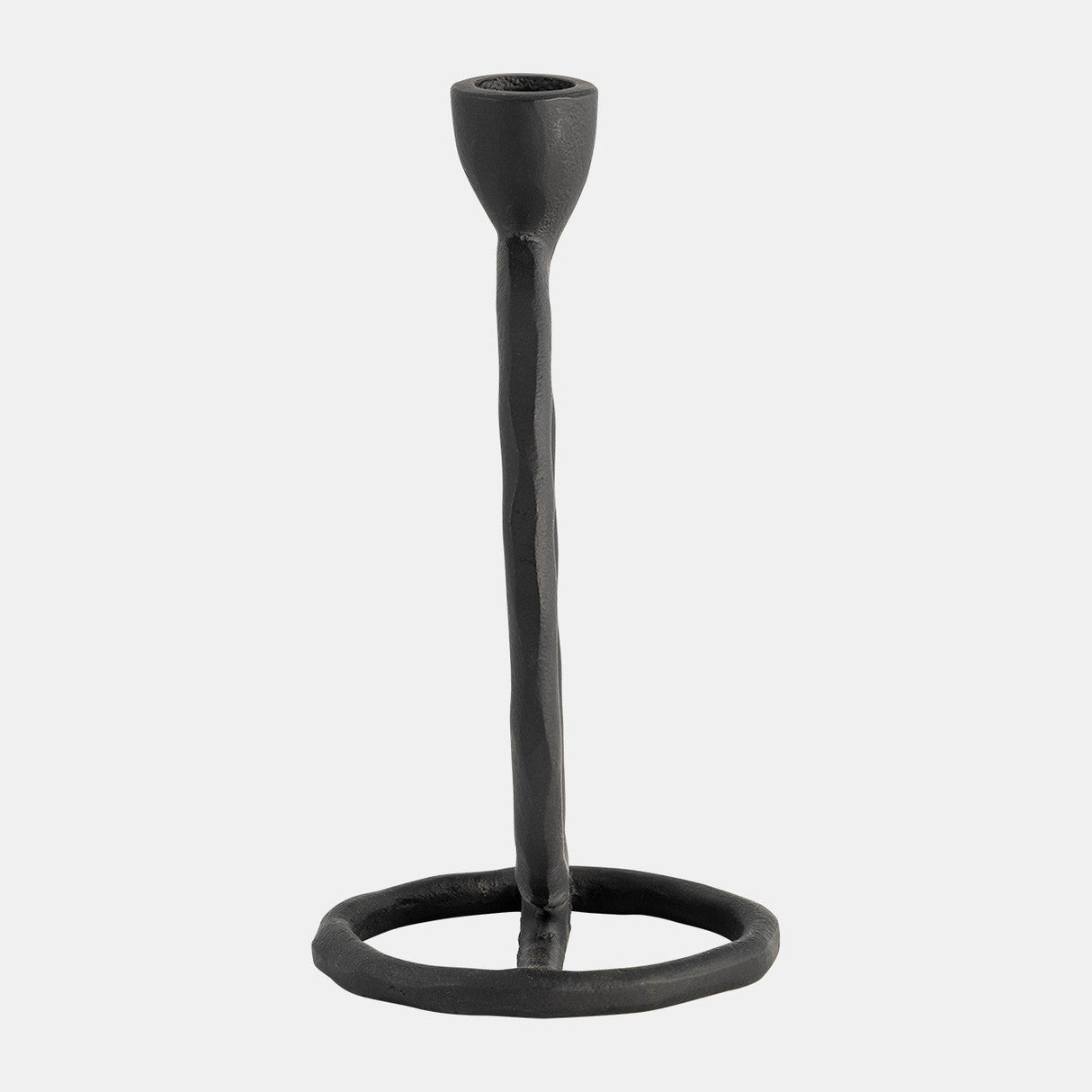 Metal, 8" Round Ring Taper Candleholder, Black