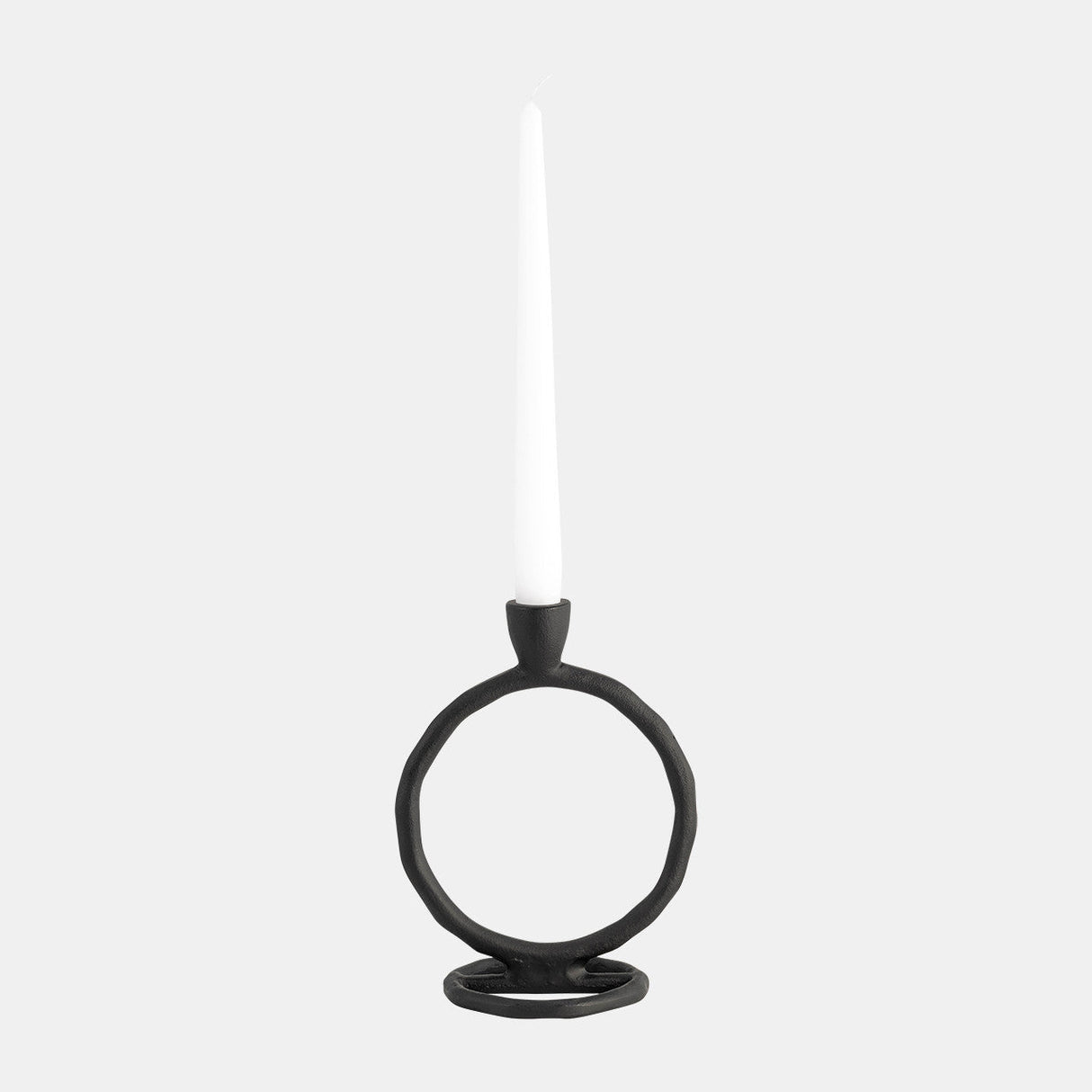 Metal, 8" Round Ring Taper Candleholder, Black