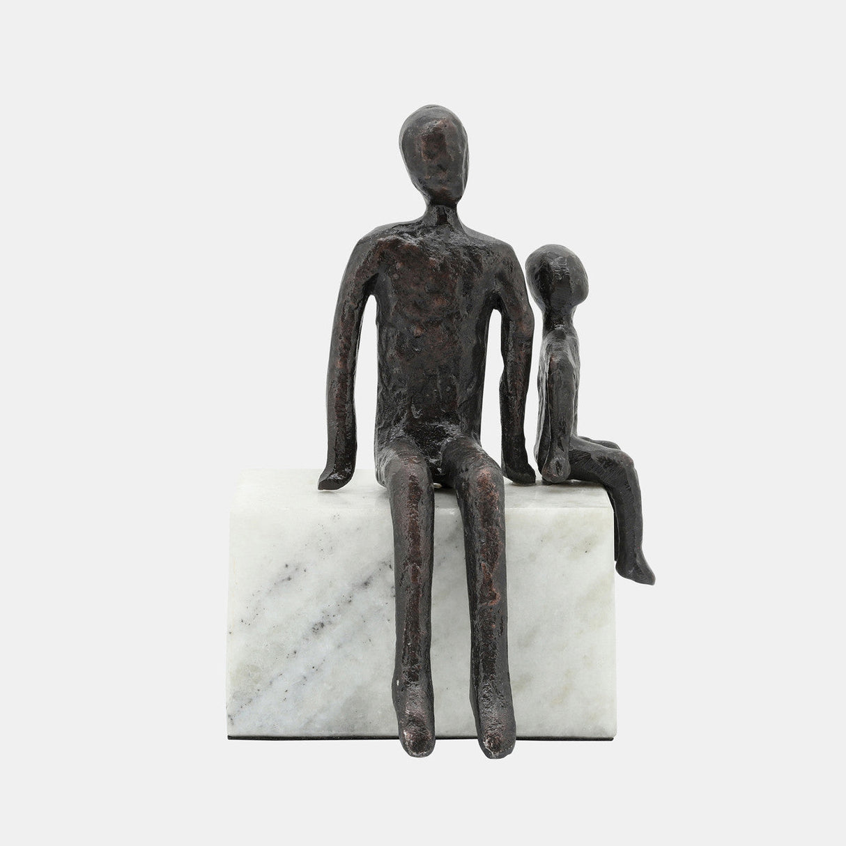 Metal, 9", Dad & Son Sitting Sculpture