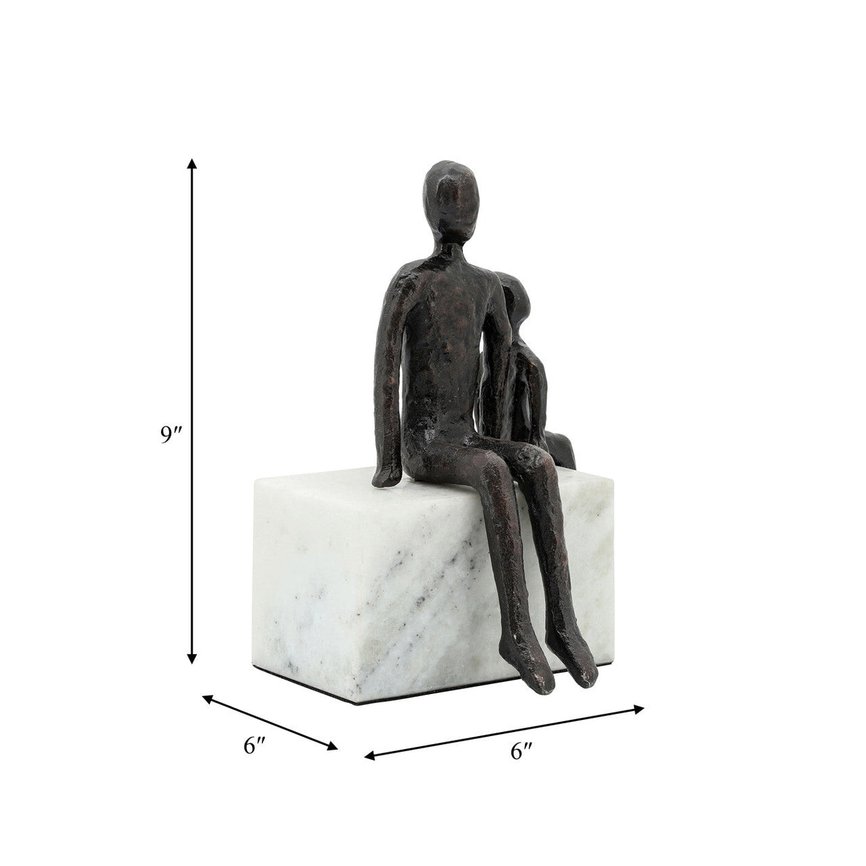 Metal, 9", Dad & Son Sitting Sculpture