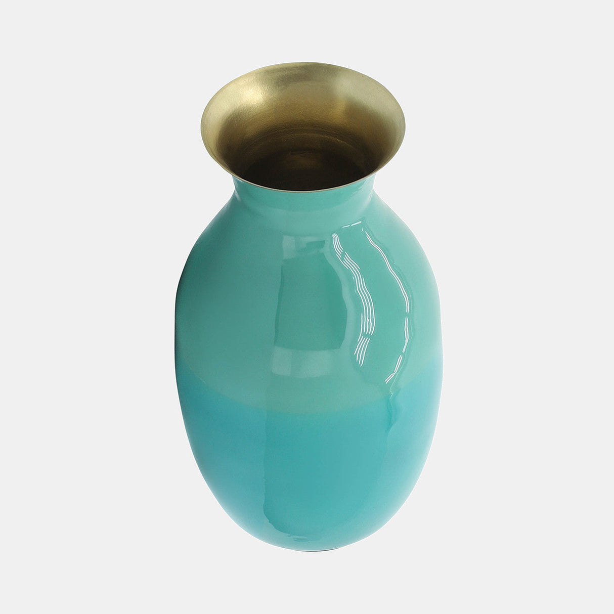 Metal 9" Olpe Vase, Green