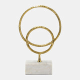 Metal/marble, 21"h Double Ring Accent, Gold