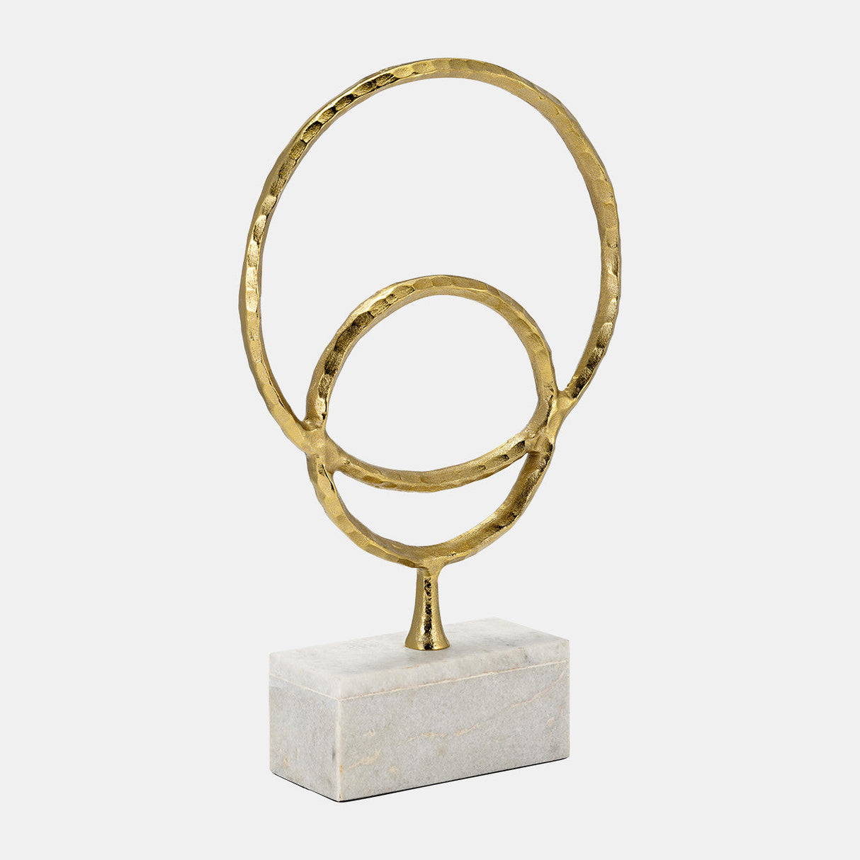 Metal/marble, 21"h Double Ring Accent, Gold