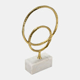 Metal/marble, 21"h Double Ring Accent, Gold