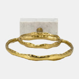 Metal/marble, 21"h Double Ring Accent, Gold