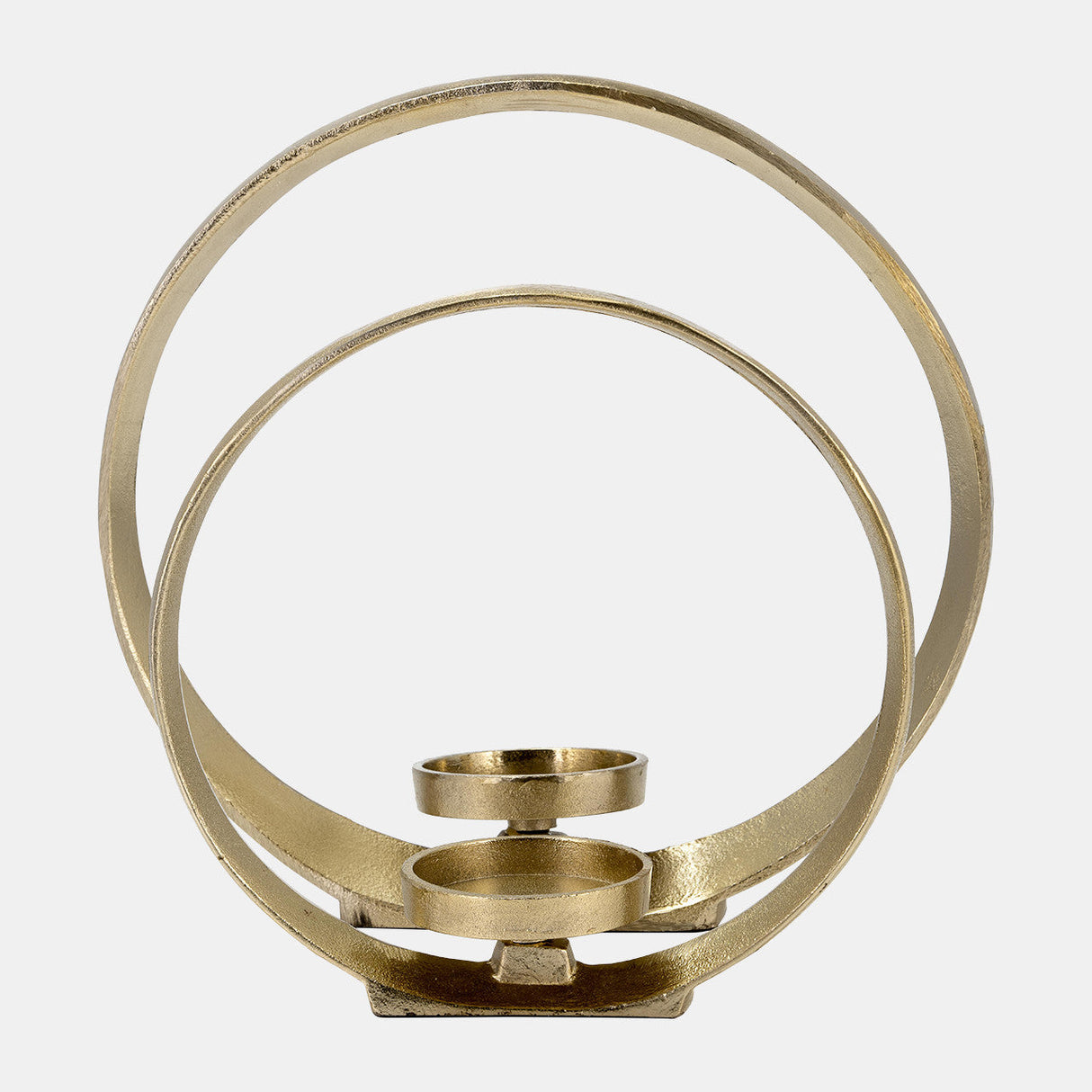 Metal,s/2 10/13"h, Ring Shape Candle Holder,gold