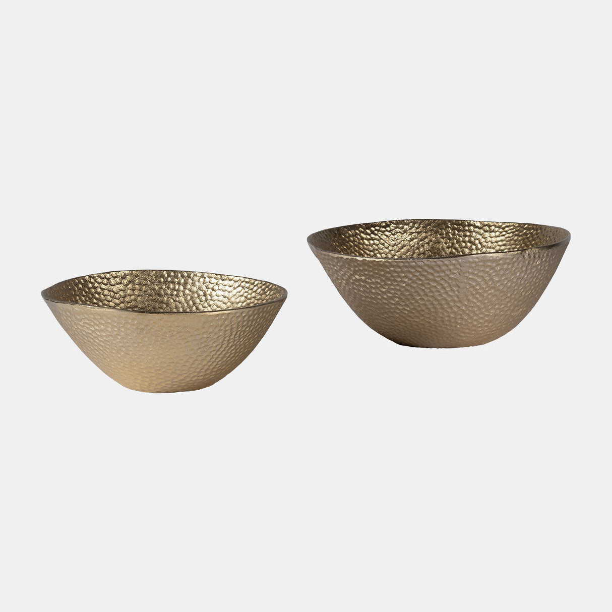 Metal,s/2 11/13", Round Hammered Bowls,champagne