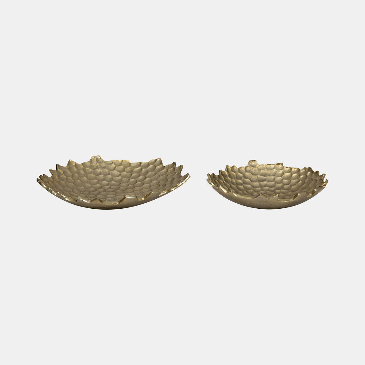 Metal, S/2 12/16" Honeycomb Bowls, Gold