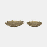 Metal, S/2 12/16" Honeycomb Bowls, Gold