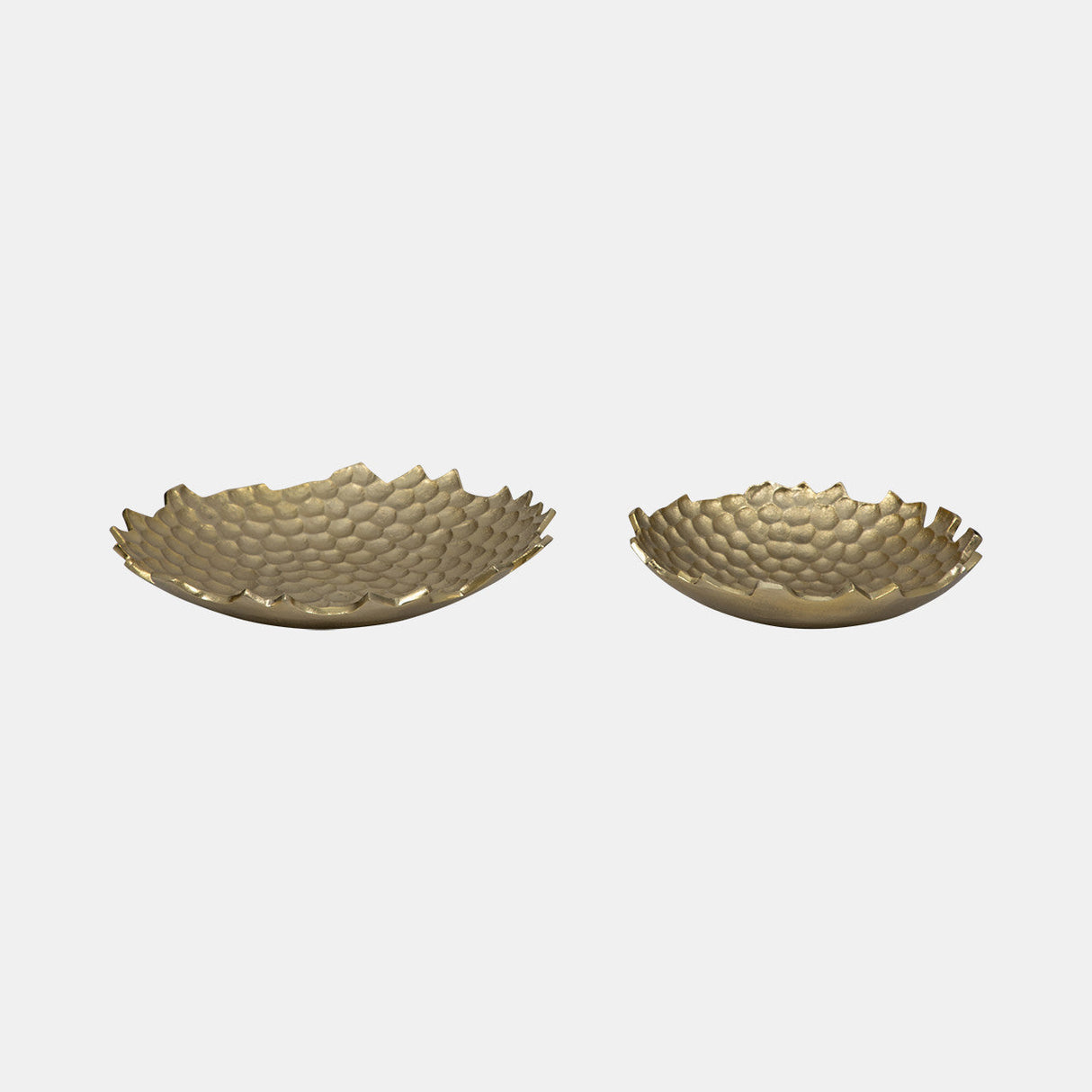 Metal, S/2 12/16" Honeycomb Bowls, Gold