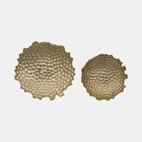 Metal, S/2 12/16" Honeycomb Bowls, Gold