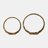 Metal, S/2, 14/16" Hammered Decorative Rings, Gold