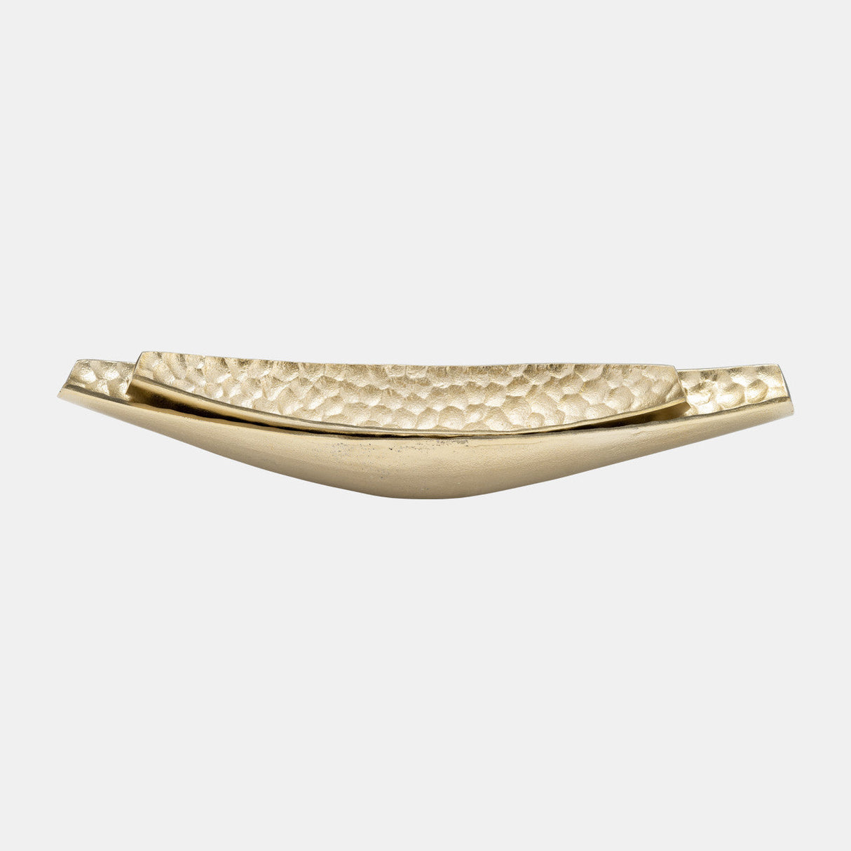 Metal, S/2 18/24",hammered Elongated Tray, Champag