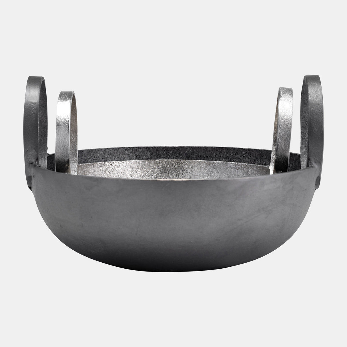 Metal, S/2, 7/8" Bowl With Handles, Slvr/gunmetal