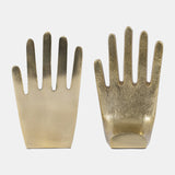 Metal, S/2 7" Hands Bookends, Gold