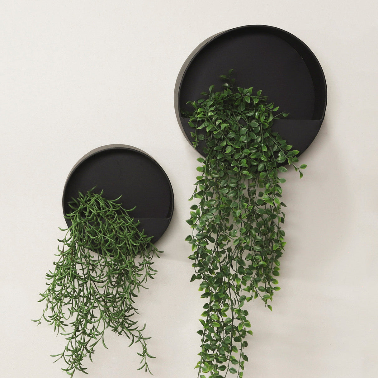 Metal S/2 9/12" Wall Planters, Black