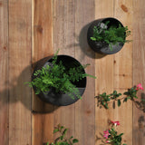 Metal S/2 9/12" Wall Planters, Black