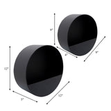 Metal S/2 9/12" Wall Planters, Black