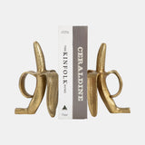 Metal, S/2 9" Banana Bookends, Gold