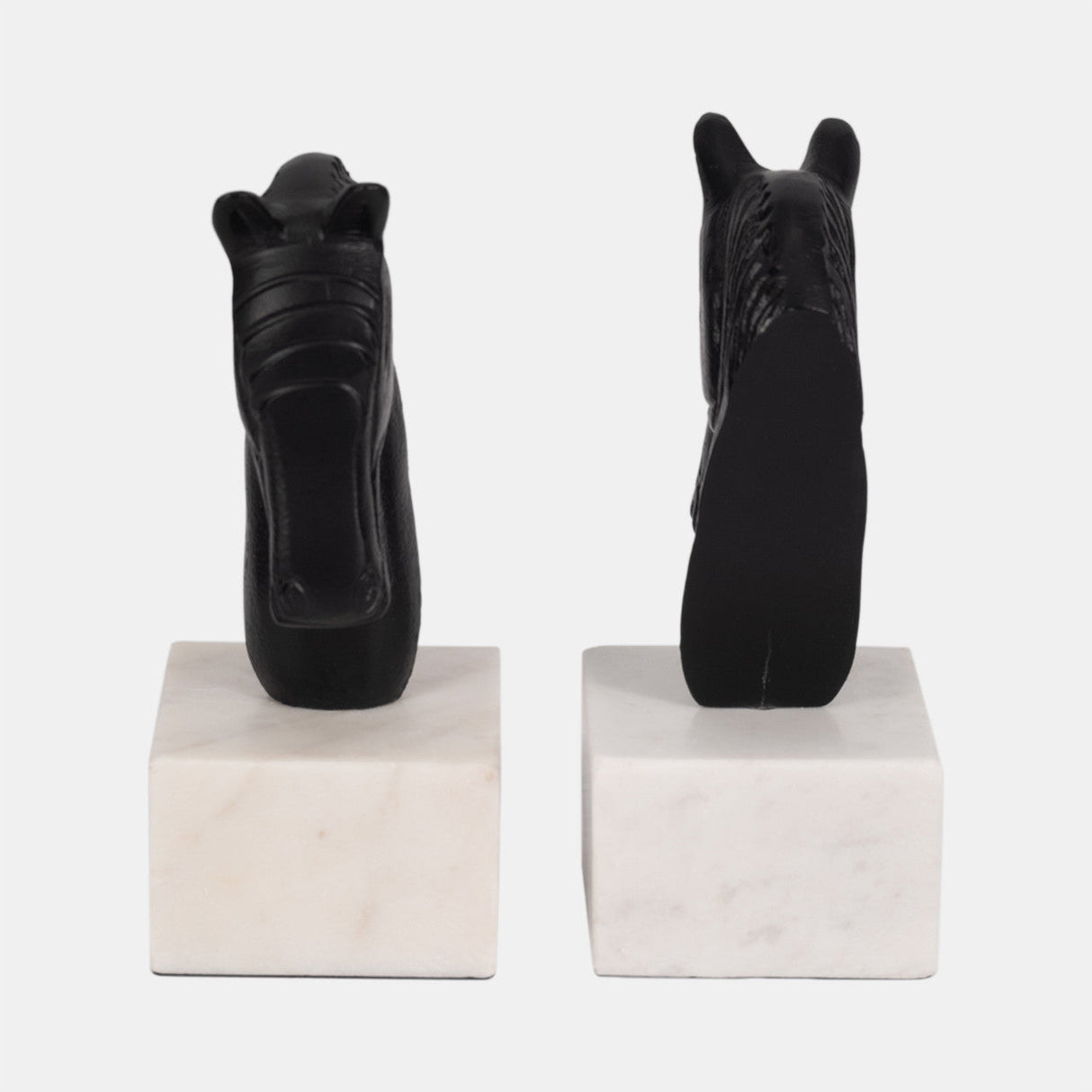 Metal, S/2 Horse Head Bookends, White/black