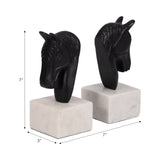 Metal, S/2 Horse Head Bookends, White/black