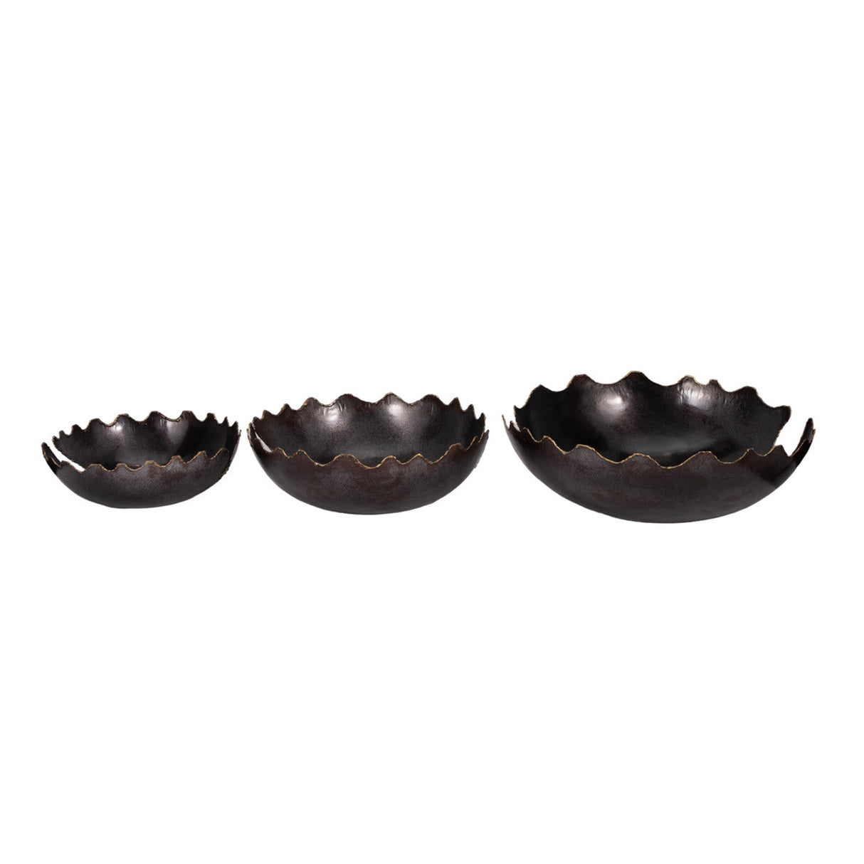 Metal S/3 12/15/18" Chipped Bowls, Black