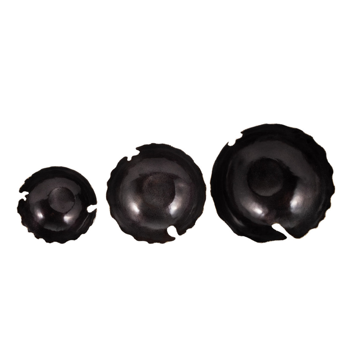 Metal S/3 12/15/18" Chipped Bowls, Black