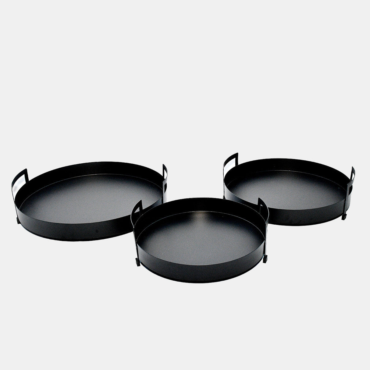 Metal, S/3 15/17/18" Tray With Handles, Black