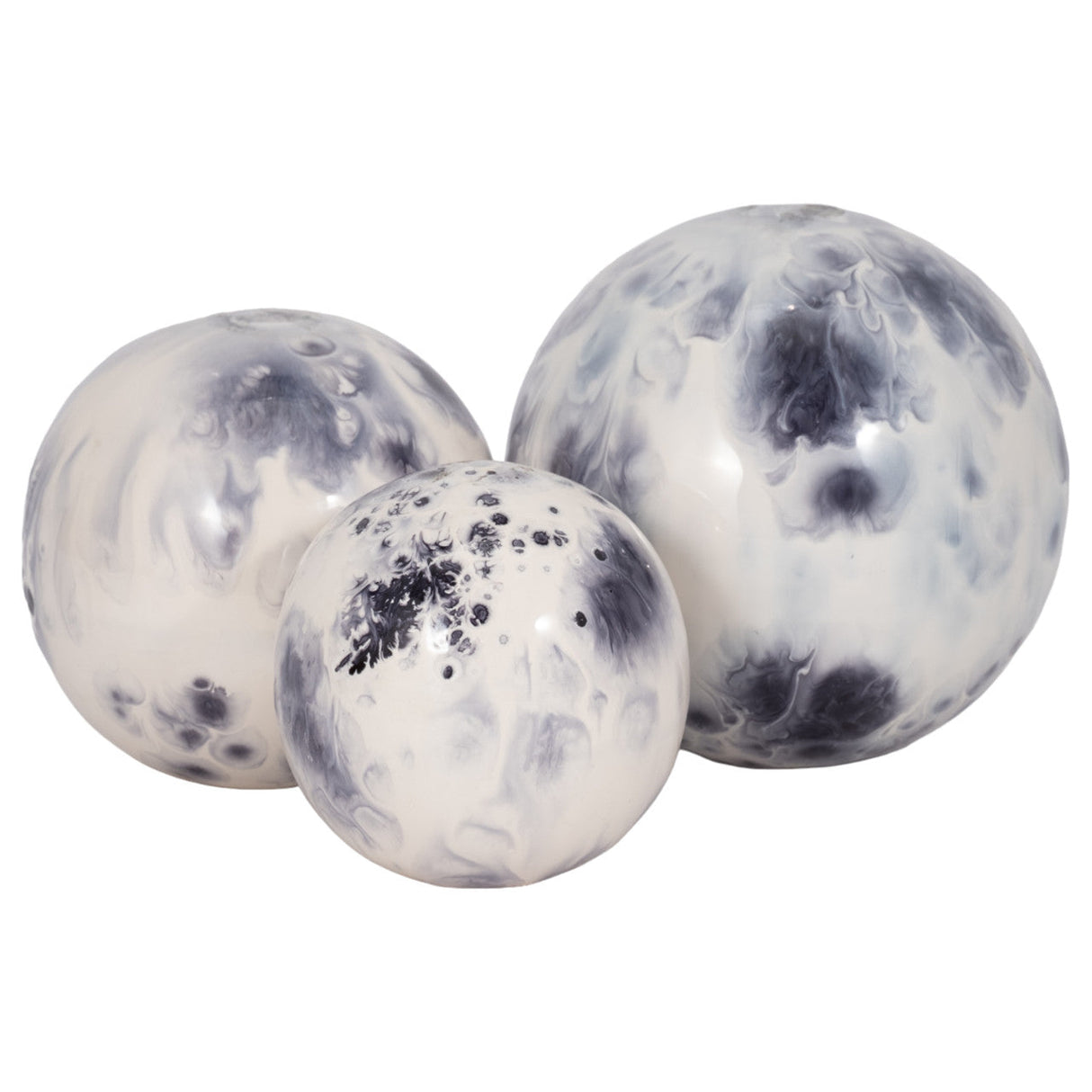 Metal, S/3 4/5/6" Galaxy Orbs, White