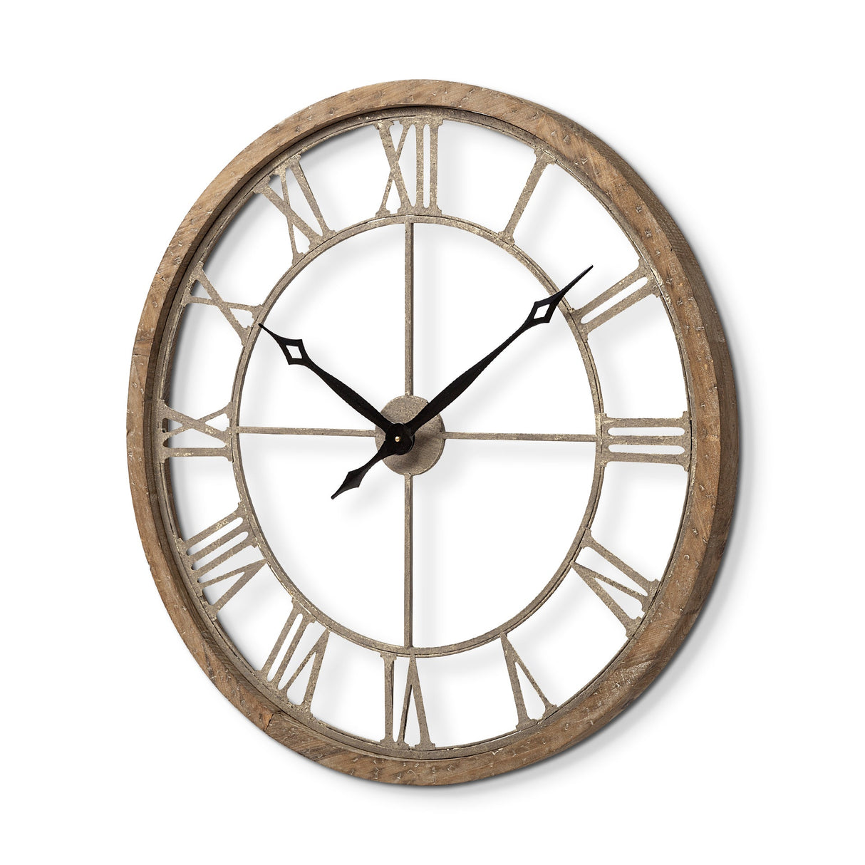 Mething Light Brown Large Farmhouse Wall Clock by Mercana at Eve Furniture