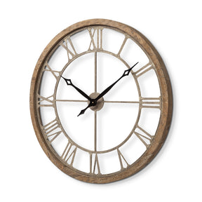 Mething Light Brown Large Farmhouse Wall Clock by Mercana at Eve Furniture
