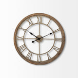 Mething Light Brown Medium Farmhouse Wall Clock by Mercana at Eve Furniture
