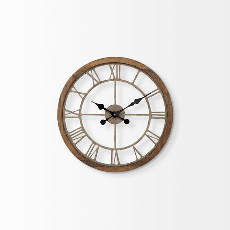 Mething Light Brown Small Farmhouse Wall Clock by Mercana at Eve Furniture