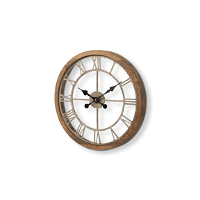 Mething Light Brown Small Farmhouse Wall Clock by Mercana at Eve Furniture