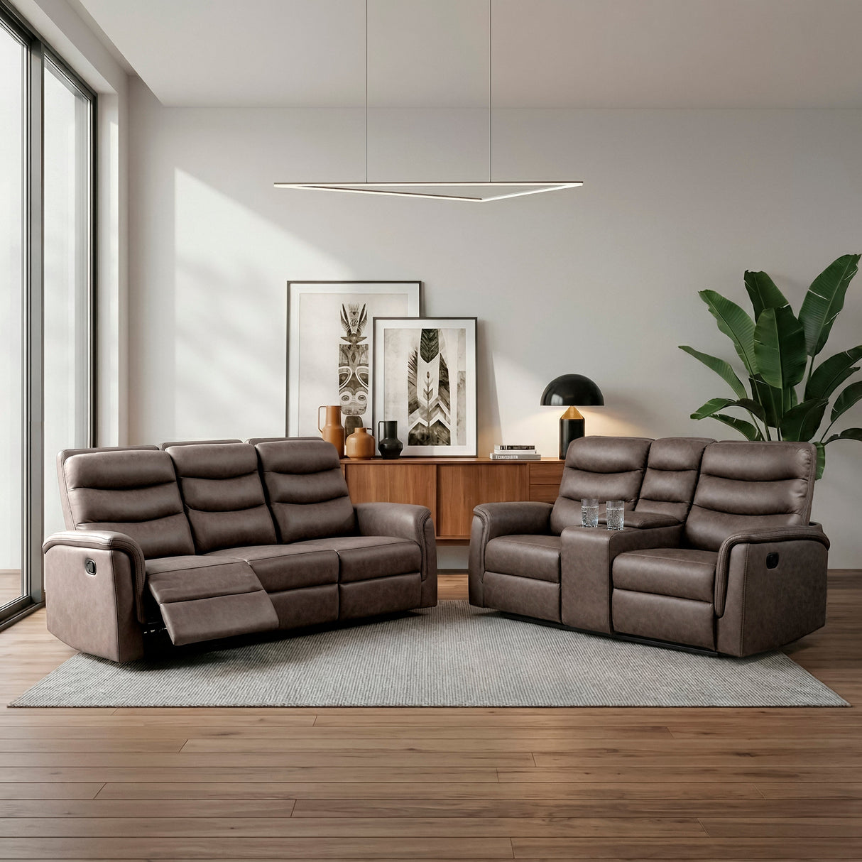 Metric Brown 2-Piece Reclining Living Room Set by Homelegance at Eve Furniture