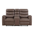 Metric Brown Double Glider Reclining Loveseat with Center Console