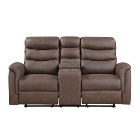 Metric Brown Double Glider Reclining Loveseat with Center Console by Homelegance at Eve Furniture