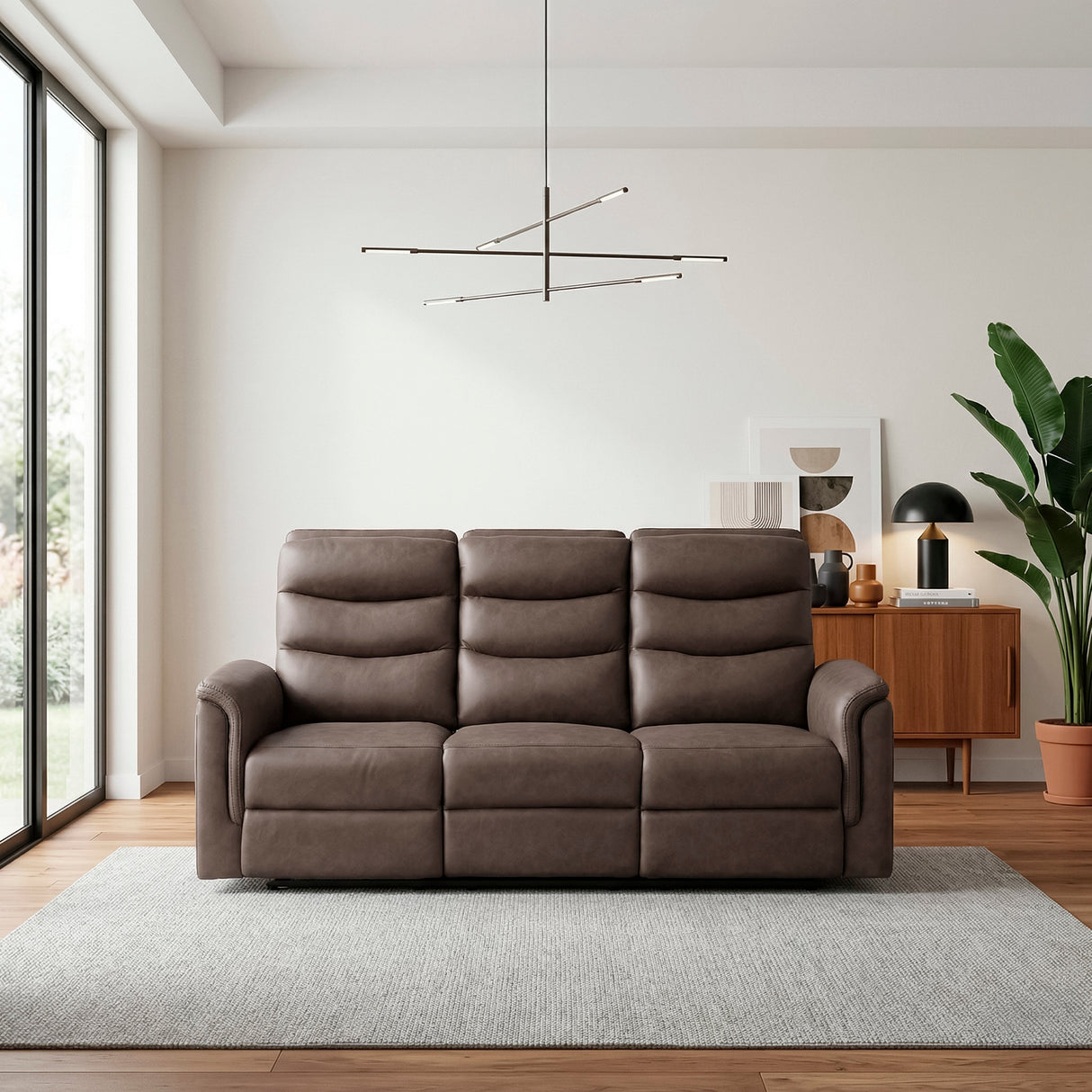 Metric Brown Double Reclining Sofa with Drop-down Cup Holders by Homelegance at Eve Furniture